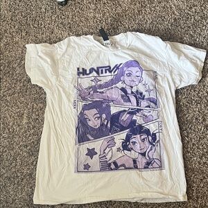 White Graphic 'Huntr' Anime Panel Tee - Purple Print